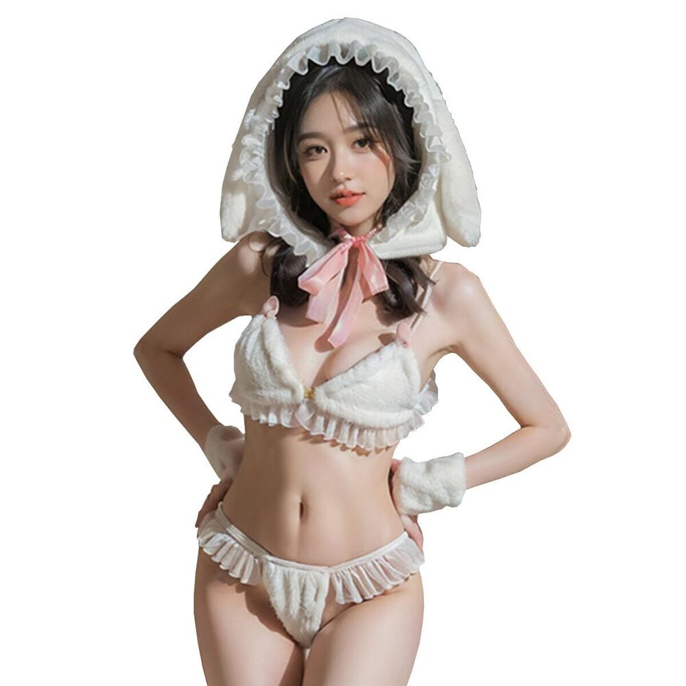 5538 Kawaii Bikini Furry Bunny Suit Sexy Anime Cosplay Lingerie Set Mini